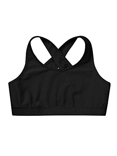 iEFiEL Kids Girls Wireless Yoga Sports Bras Child Fitness Cotton Crop Tops Vest Running Training Bra Black 3 9-10 Years