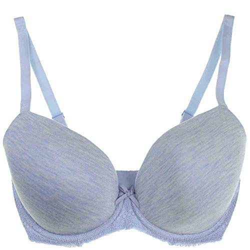 Liv Lingerie Ladies Girls Blue Marl Padded Underwired Supersoft T-Shirt Bra (38 D, Blue Underwired)