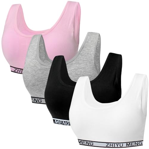 Young Girls Sports Bras Cotton Teen Starter Bra Underwear Vest Wireless Bralette for 7-12 Years Puberty Adolescente Kids