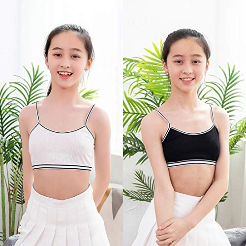 VISKEY 10 Pack Girls Cotton Sports Bras Training Bras Unpadded 7-8 Years Cami Crop Bralettes