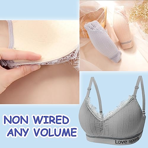 Bysion Young Girls Bras 3 Pack Teenage Underwear Wireless Sports Bra Seamless High Strench Lingerie Support Bralettes with Adjustable Shoulder Straps