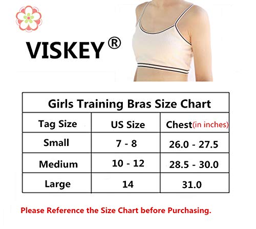 VISKEY 10 Pack Girls Cotton Sports Bras Training Bras Unpadded 7-8 Years Cami Crop Bralettes