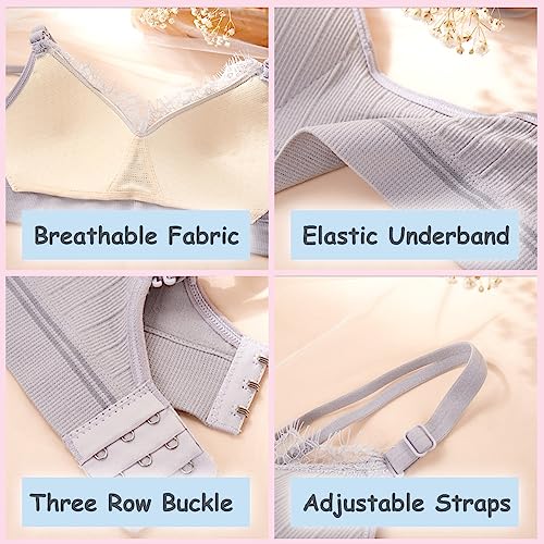 Bysion Young Girls Bras 3 Pack Teenage Underwear Wireless Sports Bra Seamless High Strench Lingerie Support Bralettes with Adjustable Shoulder Straps