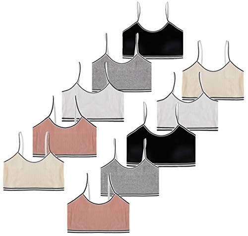 VISKEY 10 Pack Girls Cotton Sports Bras Training Bras Unpadded 7-8 Years Cami Crop Bralettes