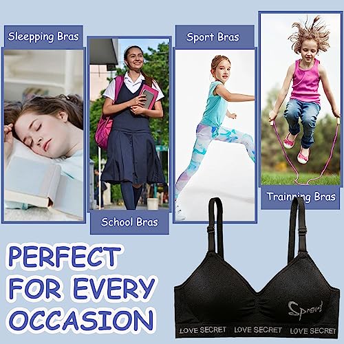 Bysion Young Girls Bras 3 Pack Teenage Underwear Wireless Sports Bra Seamless High Strench Lingerie Support Bralettes with Adjustable Shoulder Straps