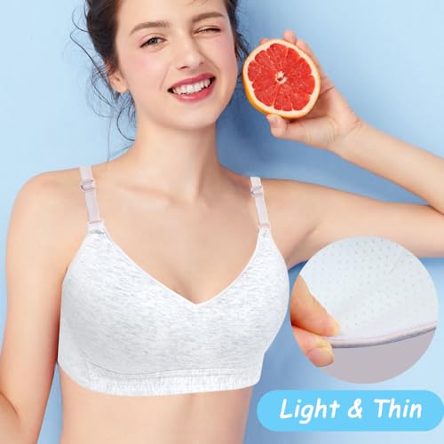 Teen Girls Bras Cotton Underwear Wireless Sports Bra with Adjustable Straps for 12-18 Years Girls and Women Lingerie Bralettes - 3 Pack
