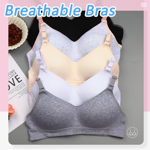 Teen Girls Bras Cotton Underwear Wireless Sports Bra with Adjustable Straps for 12-18 Years Girls and Women Lingerie Bralettes - 3 Pack