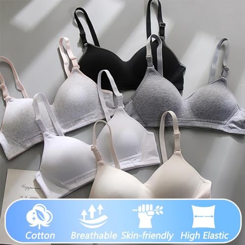 Teen Girls Bras Cotton Underwear Wireless Sports Bra with Adjustable Straps for 12-18 Years Girls and Women Lingerie Bralettes - 3 Pack