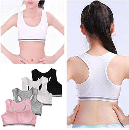 MANJIAMEI Cami Active Racerback Training Bras for Girls 12-14 Sports Bras 4 Pack