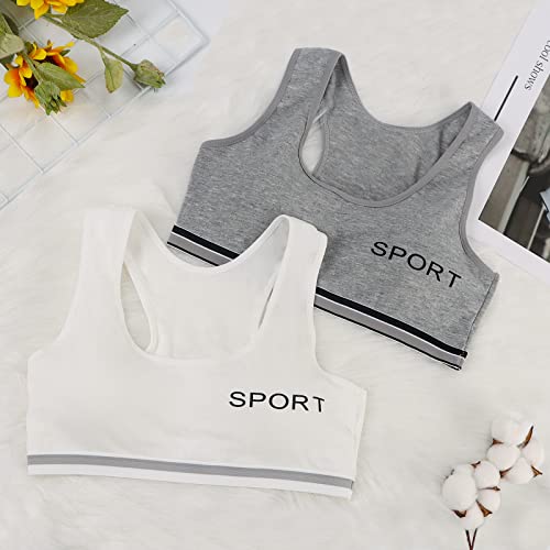 EDS Service Teen Girls Bra, 2 Pack Kids Crop Top Bra, Girls Training Bra with Removable Pad, Cotton Sports Vest for Age 8-14 Years