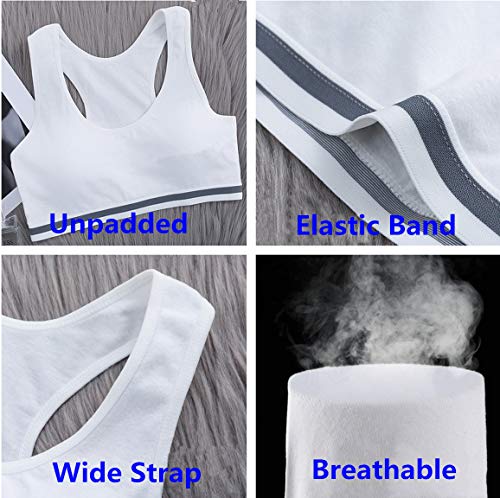 MANJIAMEI Cami Active Racerback Training Bras for Girls 12-14 Sports Bras 4 Pack