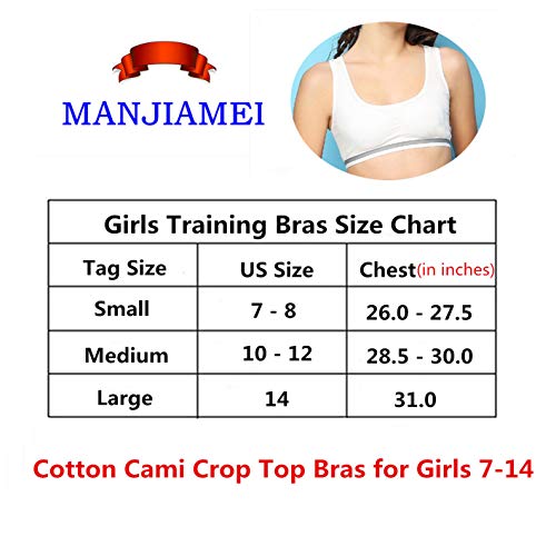 MANJIAMEI Cami Active Racerback Training Bras for Girls 12-14 Sports Bras 4 Pack