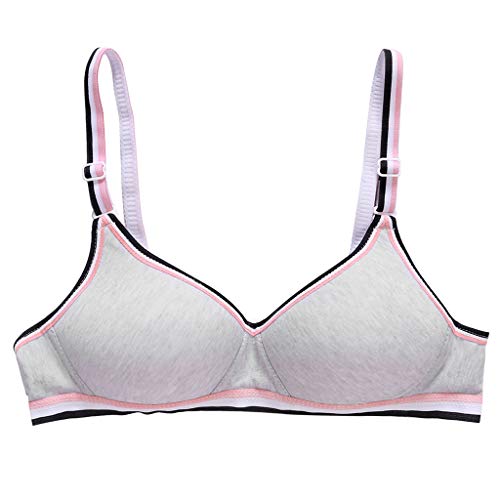 VIccoo Girl'S Bra, Young Girls Wireless Padded Bra Teenage Sport Underwear 12-18Y Small Lingerie - Gray