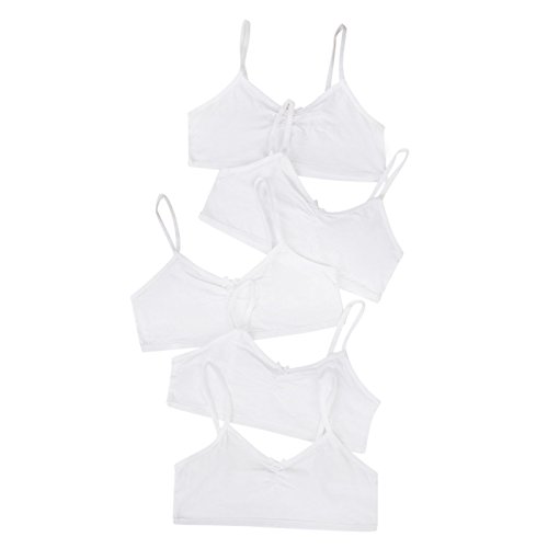 Paradise Girls Crop Bra Tops 5 Pack Plain White Cotton Back to School Essentials (6-7 Years)