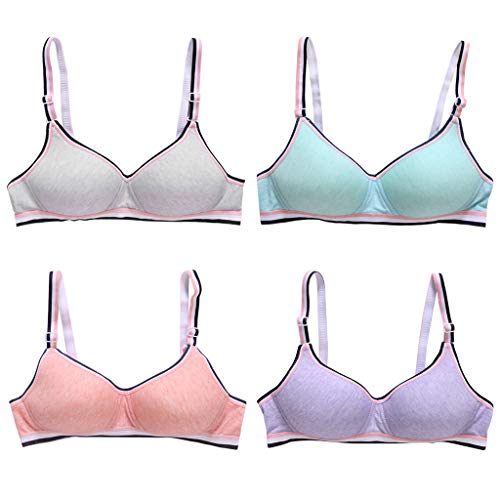 VIccoo Girl'S Bra, Young Girls Wireless Padded Bra Teenage Sport Underwear 12-18Y Small Lingerie - Gray