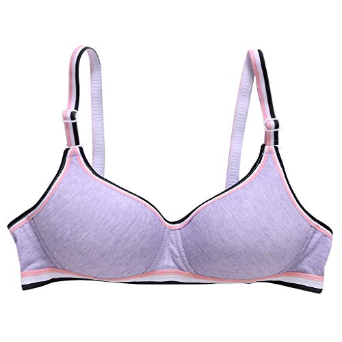 VIccoo Girl'S Bra, Young Girls Wireless Padded Bra Teenage Sport Underwear 12-18Y Small Lingerie - Gray