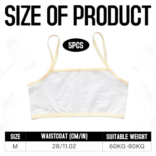 5PCS Girls Sports Bra Kids Bra Soft and Comfortable Cotton Girls Bra Girls Crop Tops Age 11-12 First Bra for Girls 11-12 for Sports/Training/Back to School Essentials (White+Beige+Purple+Pink+Blue)