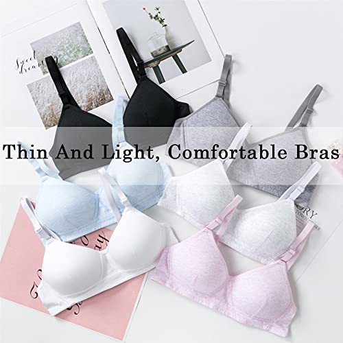 Young Girls Bras 3 Pieces 100% Cotton Teenage Underwear Wireless Sports Bra with Lengthened Buckle 12-18 Years Girls and Women Lingerie Bralettes