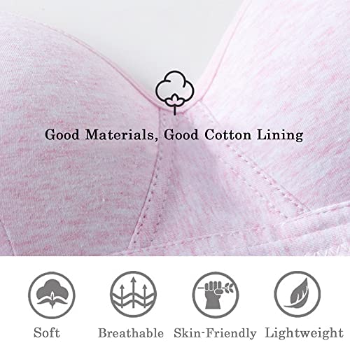 Young Girls Bras 3 Pieces 100% Cotton Teenage Underwear Wireless Sports Bra with Lengthened Buckle 12-18 Years Girls and Women Lingerie Bralettes