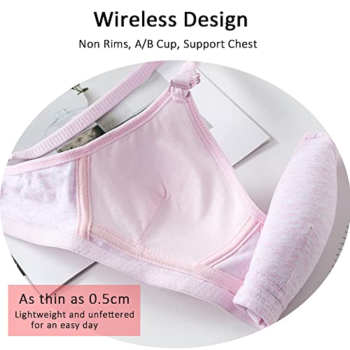Young Girls Bras 3 Pieces 100% Cotton Teenage Underwear Wireless Sports Bra with Lengthened Buckle 12-18 Years Girls and Women Lingerie Bralettes