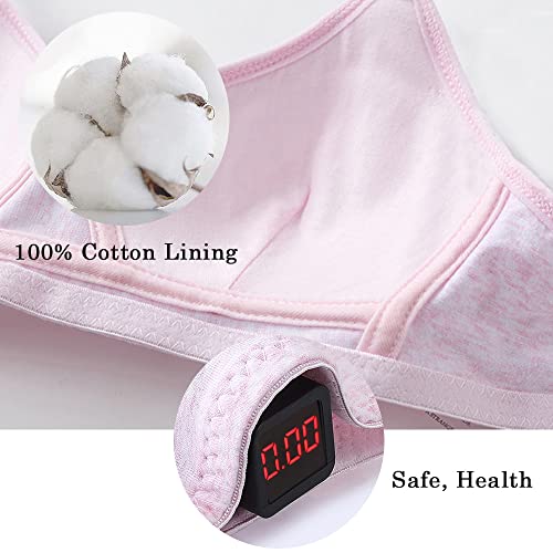 Young Girls Bras 3 Pieces 100% Cotton Teenage Underwear Wireless Sports Bra with Lengthened Buckle 12-18 Years Girls and Women Lingerie Bralettes