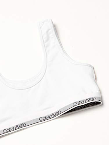 Calvin Klein Girls' Kids Modern Cotton Bralette, Multipack & Single Training Bra, 2 Pack-Black with Logo, White, Large