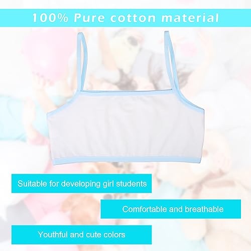 8pcs Sports Bra Counts Crop Top Bra Girls Bras Training Bra Seamless Sports Bra Training Cotton White Teen Bra Sports Bra Camisole Style Lightweight Seamless Kids Sports Bra for Girls 8-12 Years