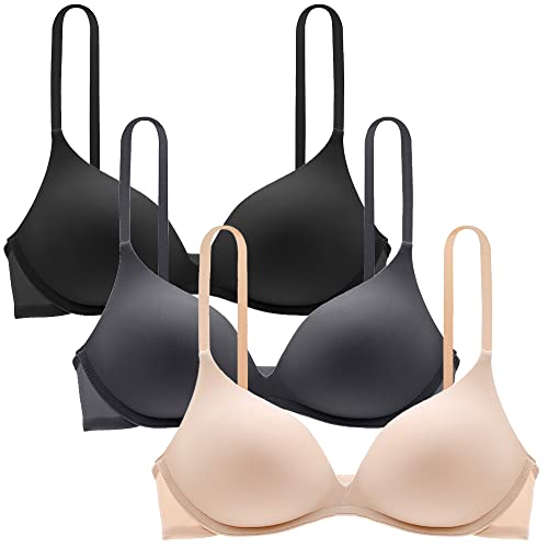Teens Girls Seamless Bras Everyday Underwear Wire Free Brassiere Push Up Padded Unlined Bralettes for 12-18 Years Girls and Women Lingerie - 3 Pack