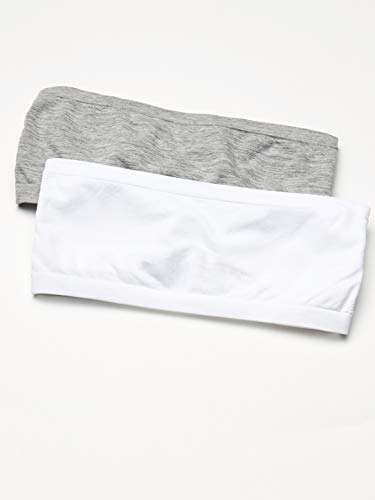 Calvin Klein Girls' Bandeau Training Bra, White/Heather Grey-2 Pack, Small