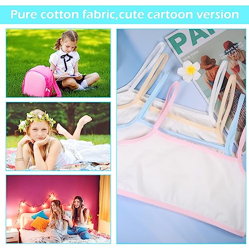 8pcs Sports Bra Counts Crop Top Bra Girls Bras Training Bra Seamless Sports Bra Training Cotton White Teen Bra Sports Bra Camisole Style Lightweight Seamless Kids Sports Bra for Girls 8-12 Years