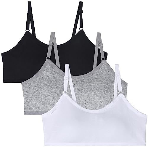 EDS Service Teen Girl Bra, Wire Free Cotton Training Bra for Kids, Soft Padded Sports Bra with Adjustable Should Strap, Crop Top for Age 12-16 Years Pack of 3