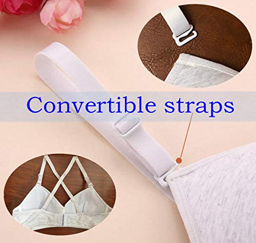 MANJIAMEI Women Teen Girls Thin Cotton Breathable Sports Bra Wire Free Push up Running A-Cup Bra Solid 3 Pack 32