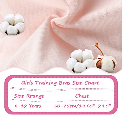 Girls Sports Bras Cotton Cute Face Teen Vest 7-12 Years Adolescente Kids Crop Top Underwear with Removable Pads (Pack of 4)