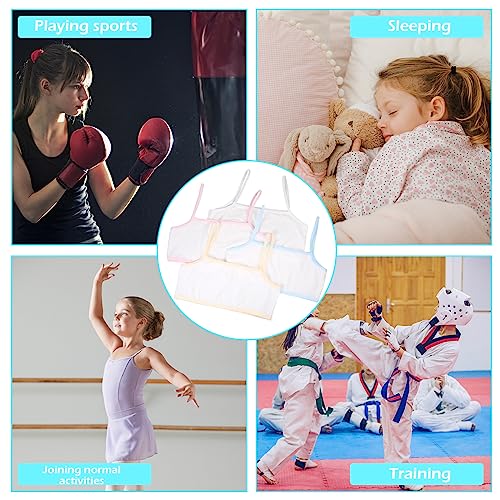 8pcs Sports Bra Counts Crop Top Bra Girls Bras Training Bra Seamless Sports Bra Training Cotton White Teen Bra Sports Bra Camisole Style Lightweight Seamless Kids Sports Bra for Girls 8-12 Years