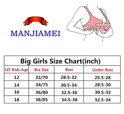 MANJIAMEI Women Teen Girls Thin Cotton Breathable Sports Bra Wire Free Push up Running A-Cup Bra Solid 3 Pack 32