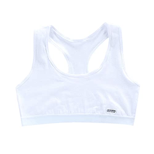 Cretty-Meet Soft and Comfortable Cotton Girls Bra Kids Underwear Sports Training Bra Crop Tops for Teenage Girls 8-16 Years - White