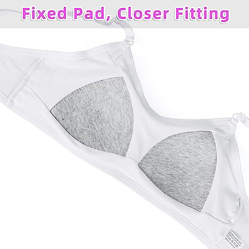 EDS Service Teen Girl Bra, Wire Free Cotton Training Bra for Kids, Soft Padded Sports Bra with Adjustable Should Strap, Crop Top for Age 12-16 Years Pack of 3