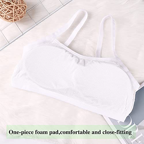 EDS SERVICE Girls Bra, 2 Pack Padded Sports Teenage Bra, Soft Cotton First Crop Top, Back to School Training Bra for Age 8-16 Years