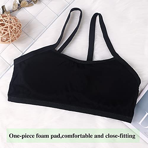 EDS SERVICE Girls Bra, 2 Pack Padded Sports Teenage Bra, Soft Cotton First Crop Top, Back to School Training Bra for Age 8-16 Years