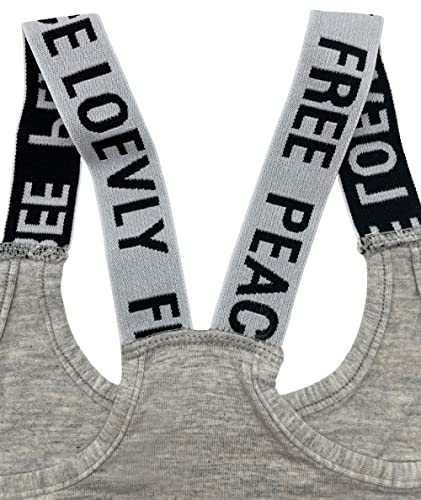 FedMois Girls Sports Bra Unpadded Crop Top Cotton Pack of 3, Grey, Black and White, 10-12 Years