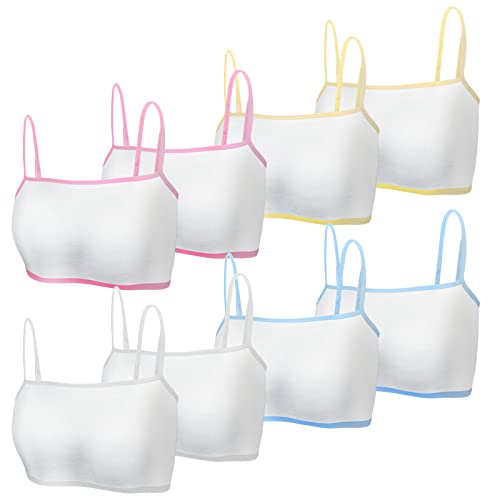 ueslwser 8 Sports Bra Counts Crop Top Bra Girls Training Bra Seamless Sports Bra Training Crop Top Cotton Teen Bra for Girls 8-12 Years / 66-110lb,Girls White Crop Top Bra