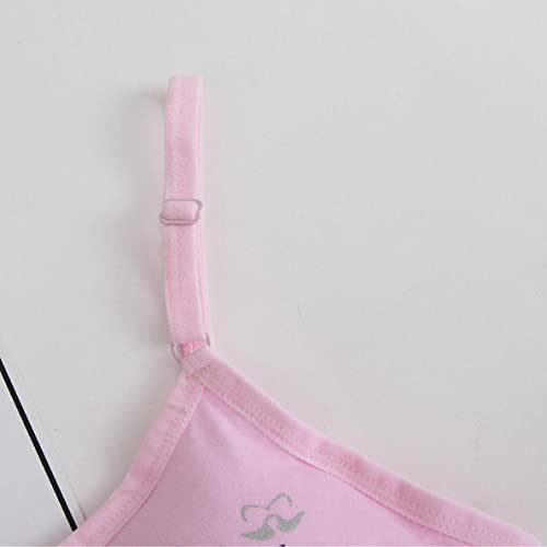 AOOPOO 4 Pack Cotton Training Bra for Girls, Girls Underwear 10-15 Years Old, Training Bras for Girls Sports Tops with Print Teenage Bra Vest White