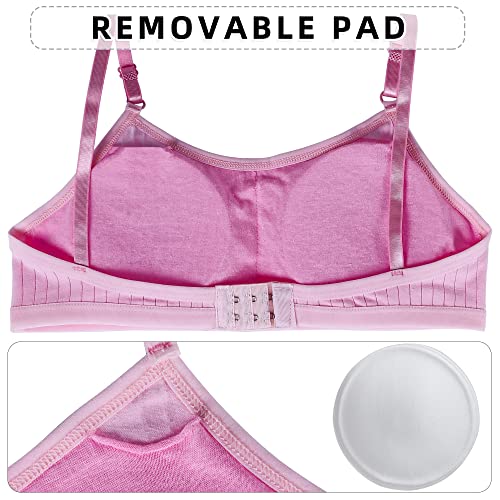 EDS Service Teen Girls Bra, Adjustable Crop Top Bra with Should Strap, Kids Training Bra with Removable Pad for Age 10-15 Years Pack of 3