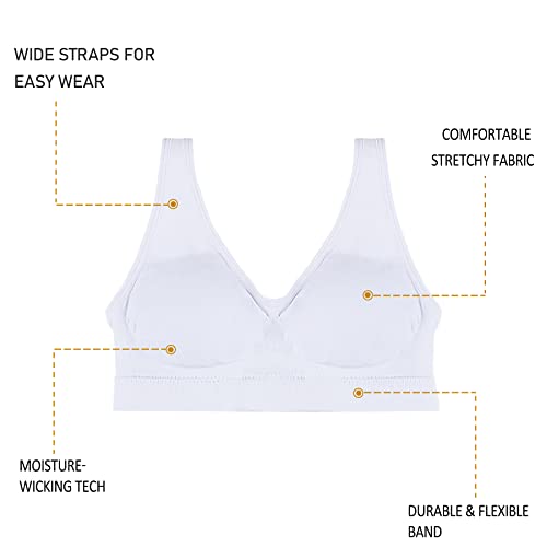 POWER FLOWER Girls Back to School Seamless Training Bra with Removable Pads Girls Sports Bra Wide Strap Top for 8-14 Years (3362-Combo2-new, 12-14 Years)