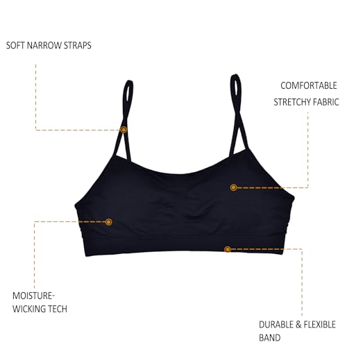 POWER FLOWER Girls Back to School Seamless Training Bra with Removable Pads Girls Sports Bra Strappy Top for 8-14 Years (3007-Combo2, 12-14 Years)