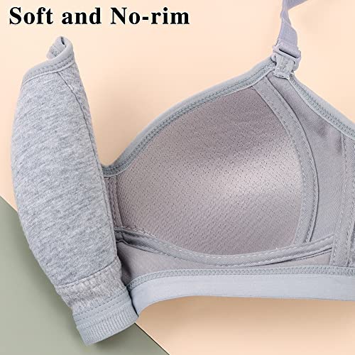 EDS Service Girls First Bra, Soft Cotton Teen Bra, 3 Pack Wire Free Padded Crop Top, Young Girls Underwear with Adjustable Strap for Women 12-18Years