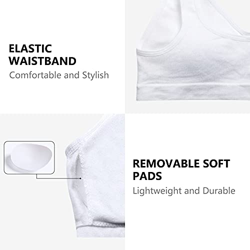 POWER FLOWER Girls Back to School Seamless Training Bra with Removable Pads Girls Sports Bra Wide Strap Top for 8-14 Years (3362-Combo2-new, 12-14 Years)