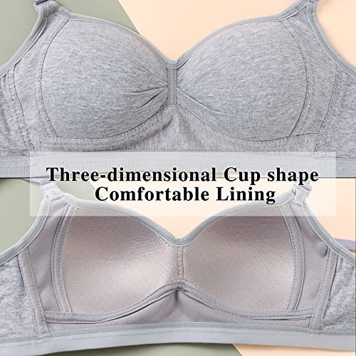 EDS Service Girls First Bra, Soft Cotton Teen Bra, 3 Pack Wire Free Padded Crop Top, Young Girls Underwear with Adjustable Strap for Women 12-18Years