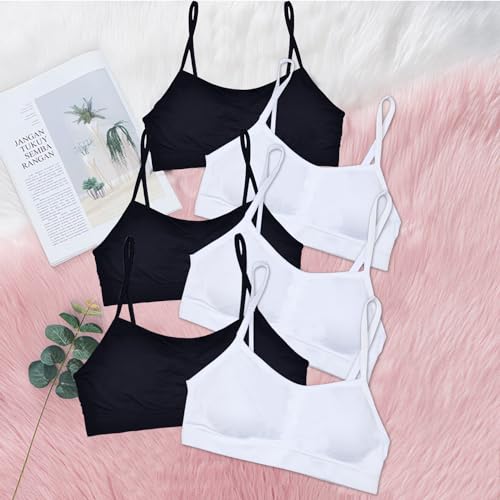 POWER FLOWER Girls Back to School Seamless Training Bra with Removable Pads Girls Sports Bra Strappy Top for 8-14 Years (3007-Combo2, 12-14 Years)