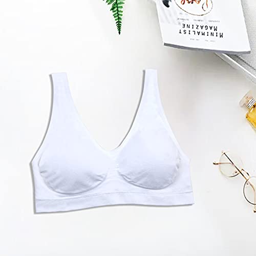 POWER FLOWER Girls Back to School Seamless Training Bra with Removable Pads Girls Sports Bra Wide Strap Top for 8-14 Years (3362-Combo2-new, 12-14 Years)